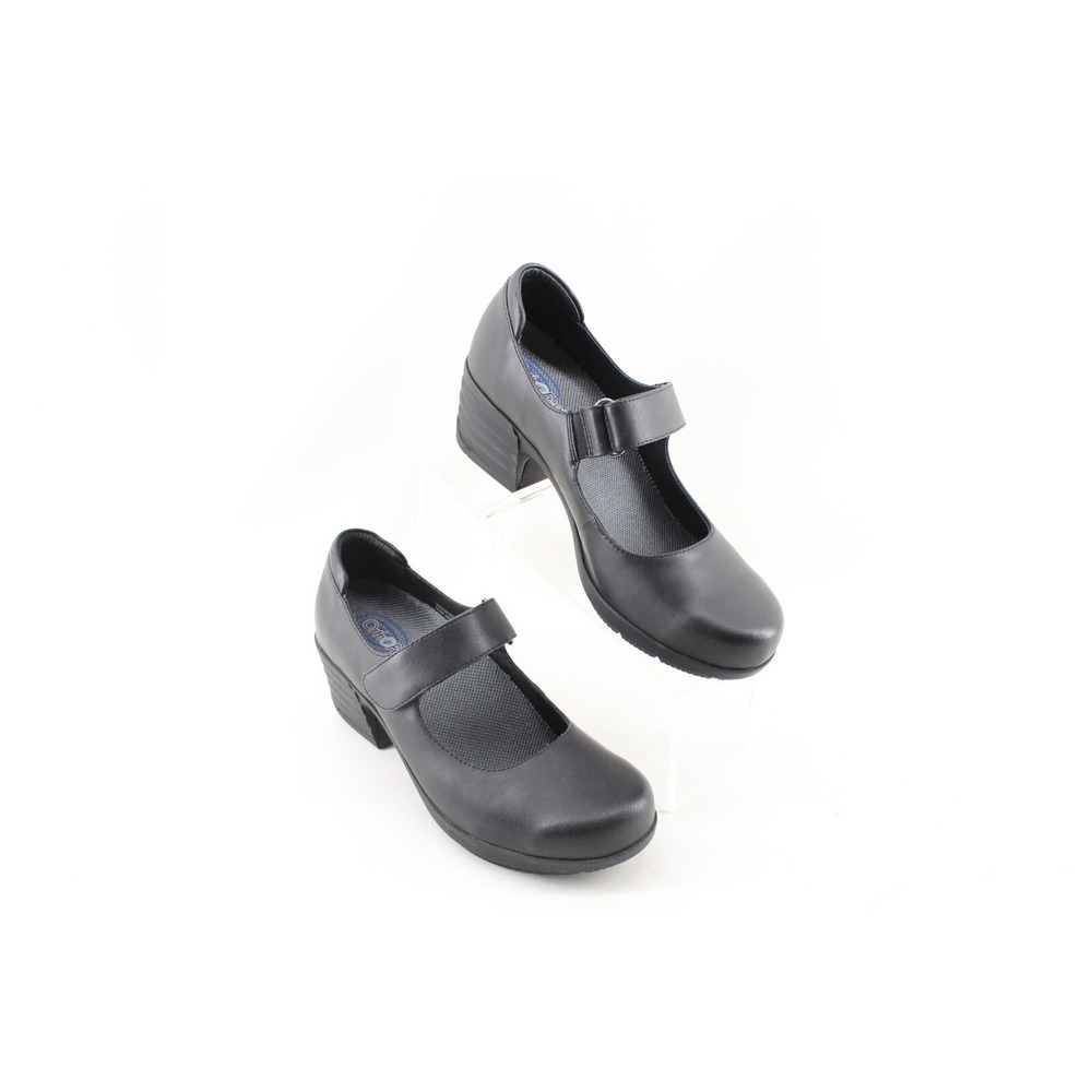 Sanita Daria Black Leather Clogs Mary Jane‎ Size 41EU 9.5-10US Orthofeet Insoles